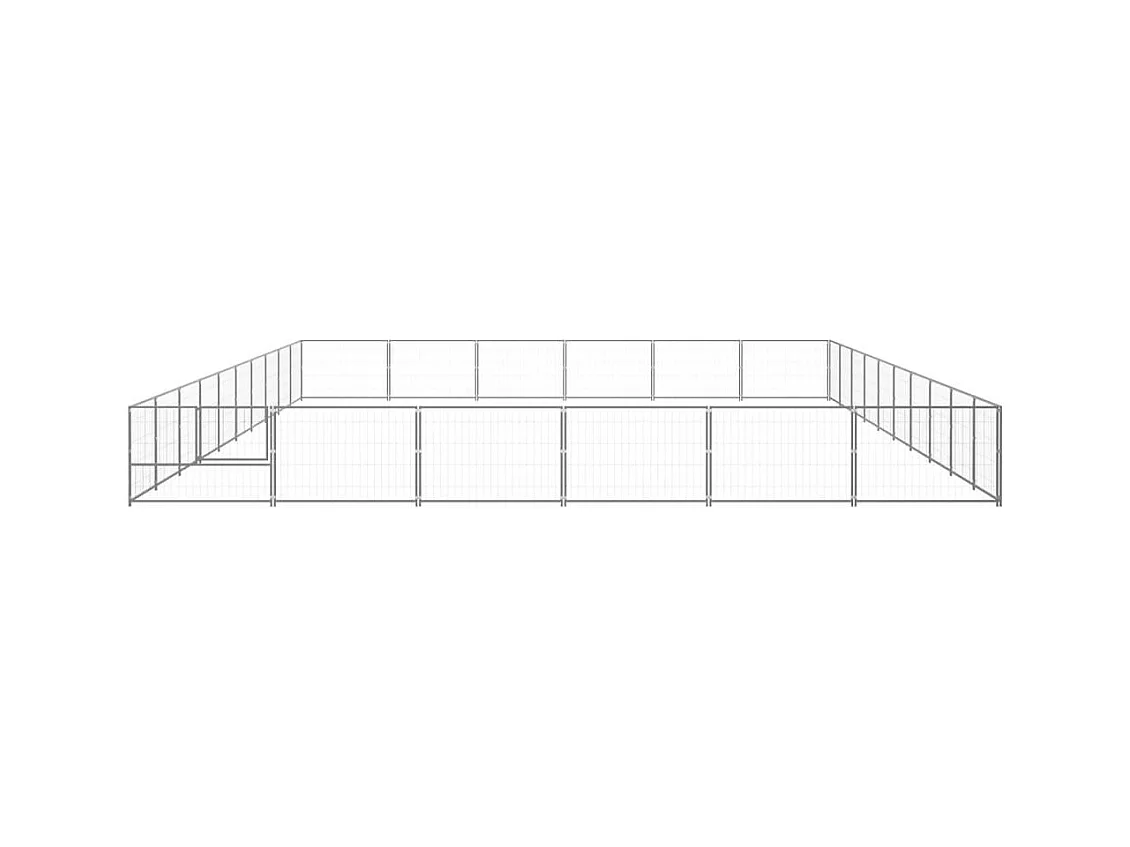 Jaula para perrera exterior, parque para mascotas, perro plateado, 60 m², acero 02_0000294