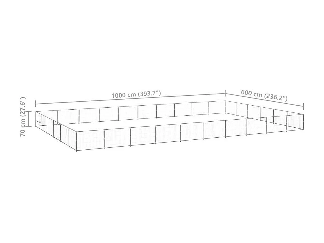 Cuccia da esterno gabbia per animali parco animali argento cane 60 m² acciaio 02_0000294
