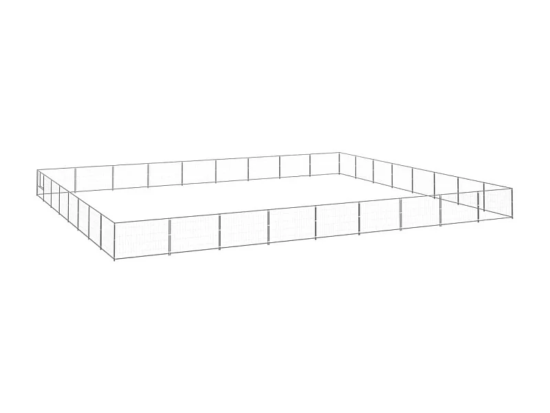 Jaula para perrera exterior, parque para mascotas, perro, plata, 72 m², acero 02_0000300