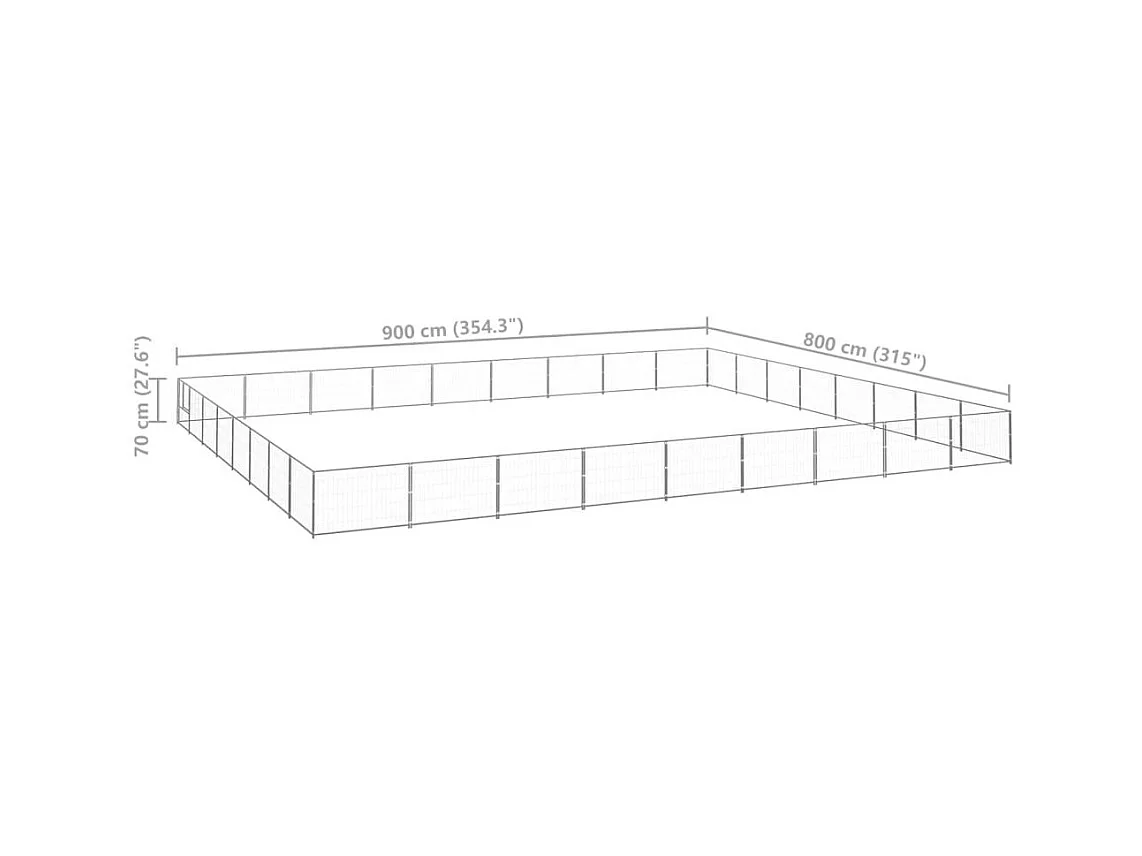 Chenil extérieur cage enclos argenté 900 x 800 x 70 cm 02_0000300