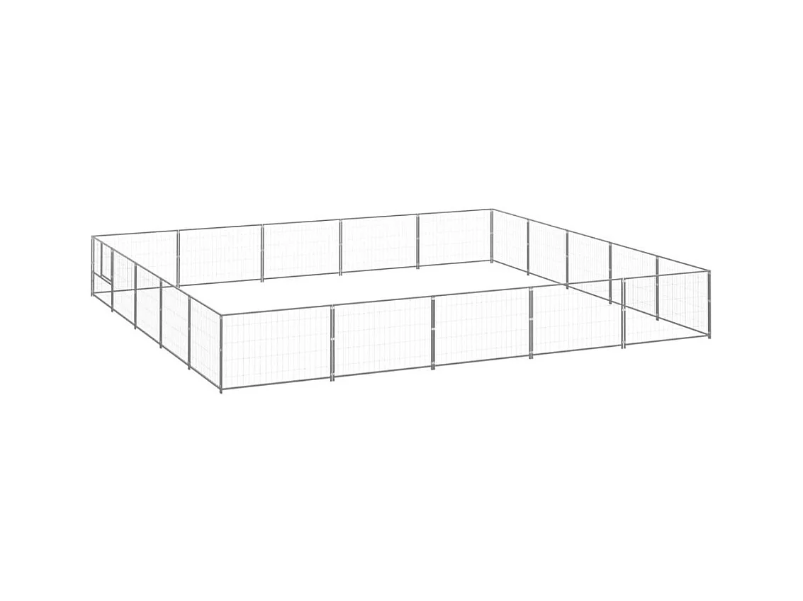 Chenil extérieur cage enclos argenté 500 x 500 x 70 cm 02_0000258