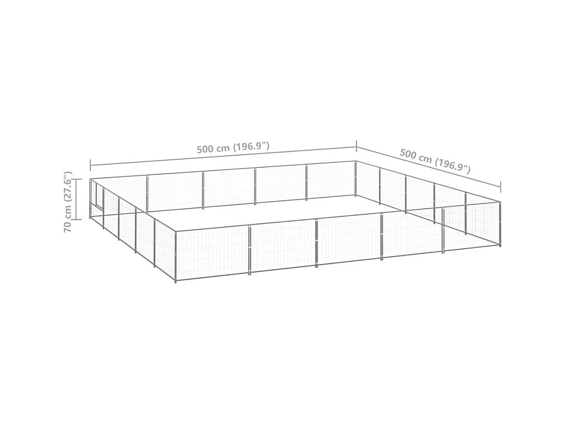 Chenil extérieur cage enclos argenté 500 x 500 x 70 cm 02_0000258