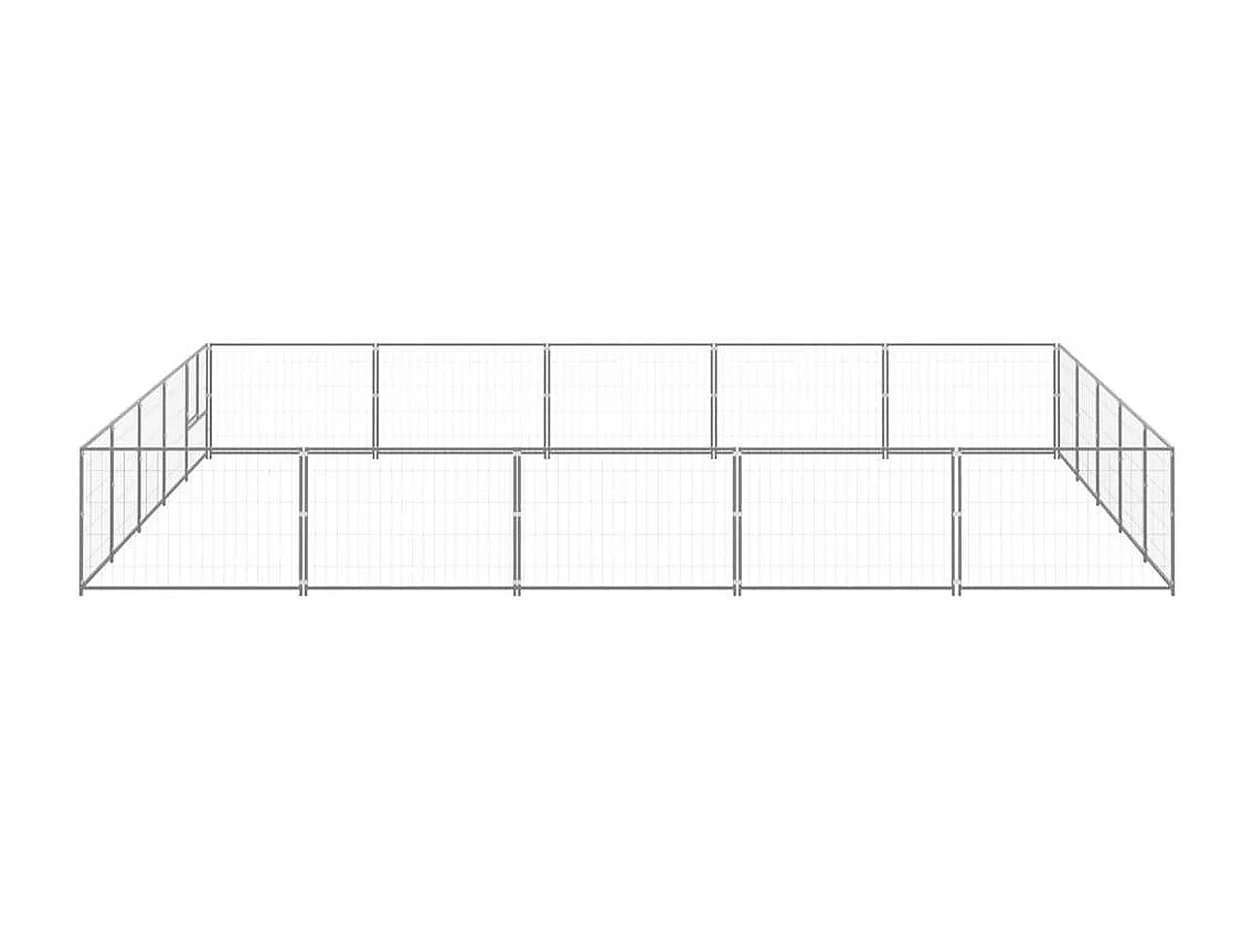 Cuccia da esterno gabbia per cani parco animali argento 25 m² acciaio 02_0000258