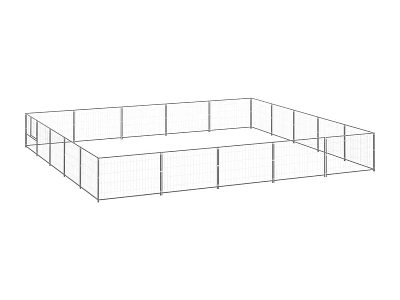 Cuccia da esterno gabbia per cani parco animali argento 25 m² acciaio 02_0000258