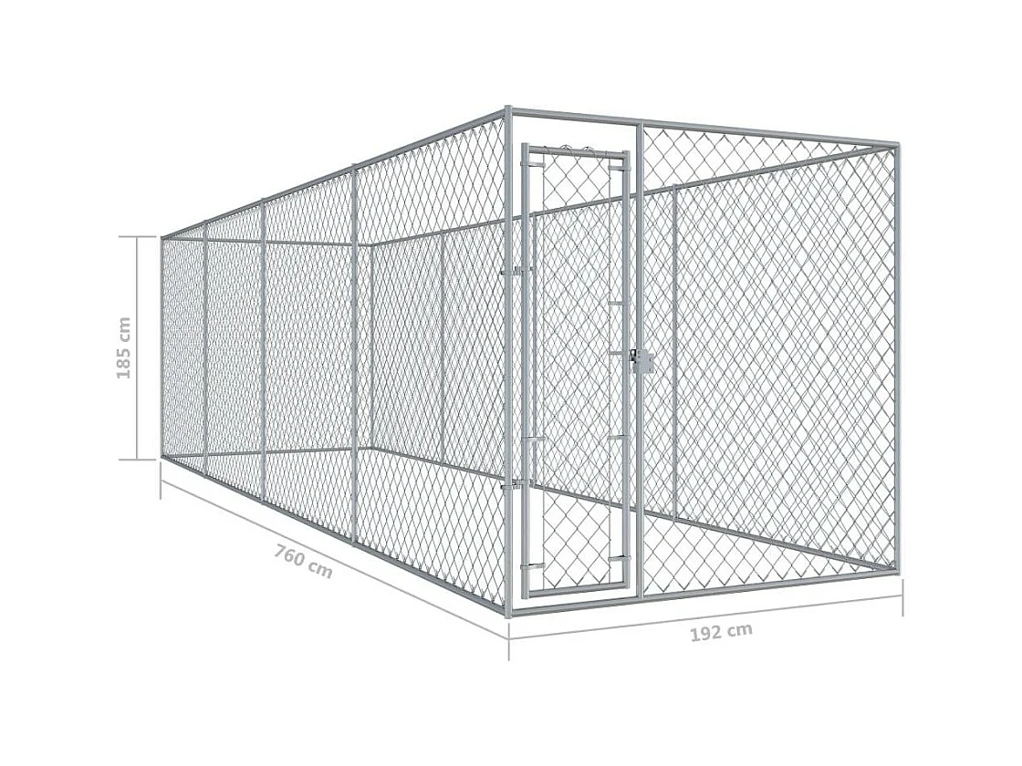 Chenil extérieur cage enclos 760 x 192 x 185 cm 02_0000360