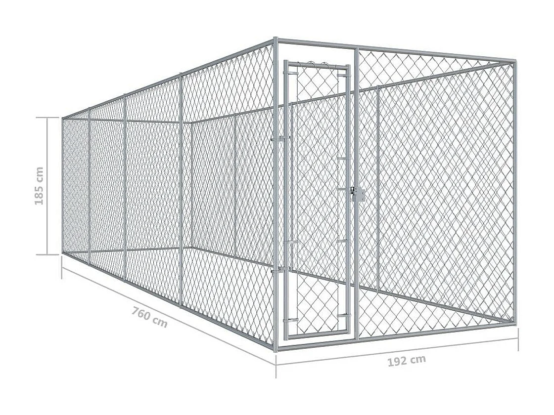 Jaula para caseta de exterior, parque para animales, parque para perros de exterior, 760 x 192 x 185 cm 02_0000360