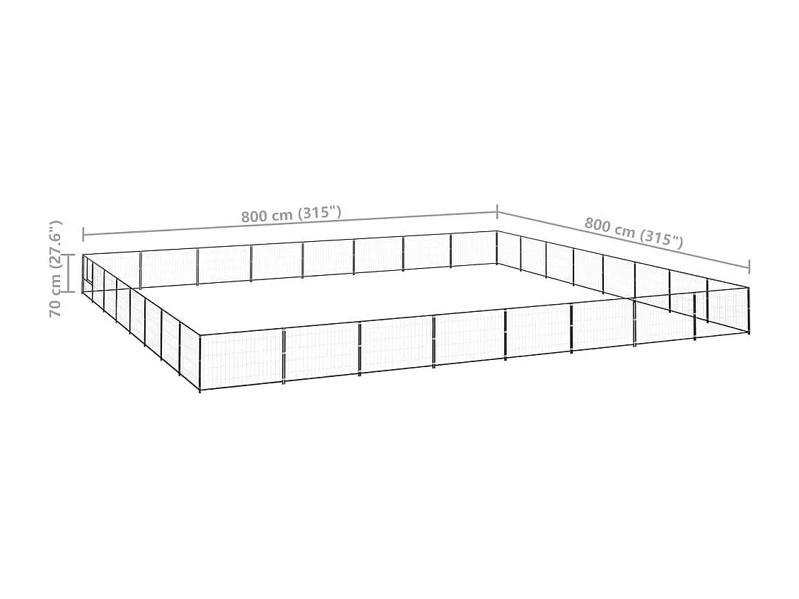 Gaiola para canil externo parque animal cachorro preto 64 m² aço 02_0000551