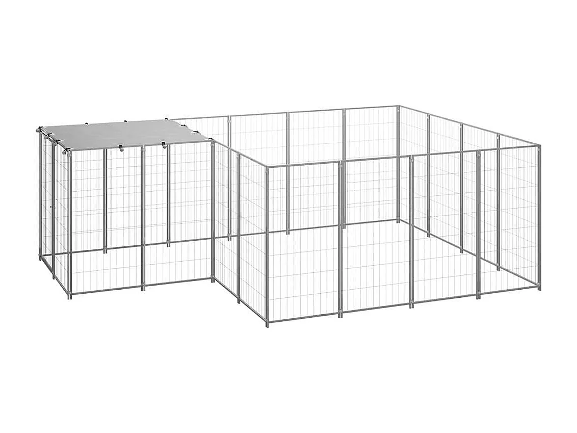 Chenil extérieur cage enclos argenté 330 x 220 x 110 cm 02_0000292