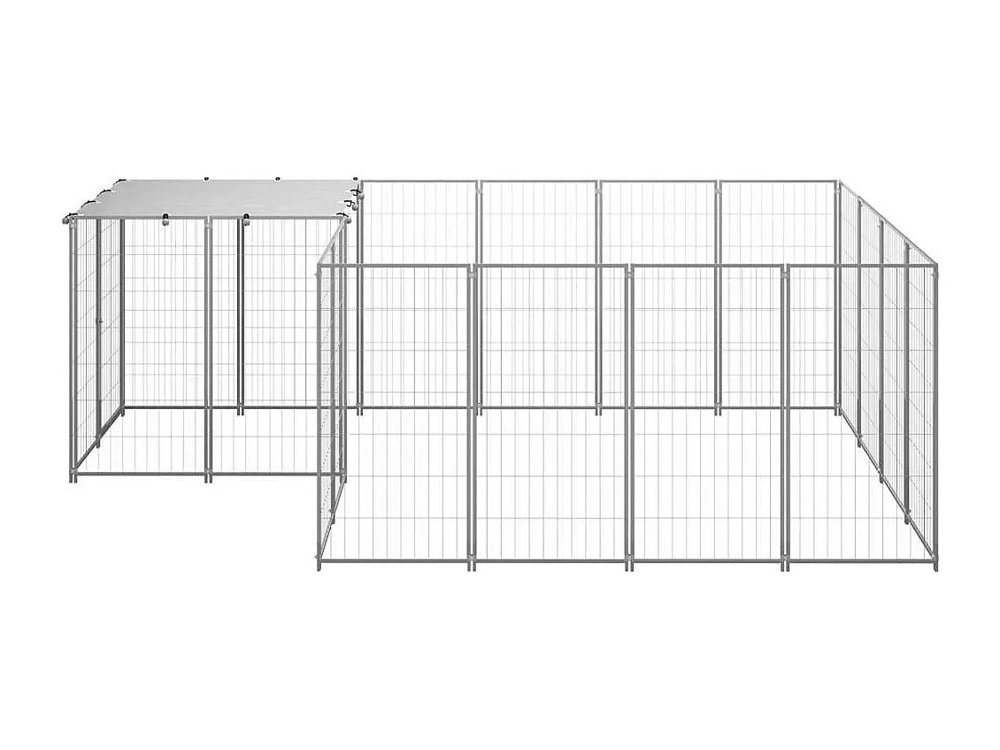 Chenil extérieur cage enclos argenté 330 x 220 x 110 cm 02_0000292