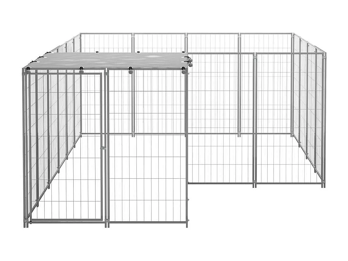 Chenil extérieur cage enclos argenté 330 x 220 x 110 cm 02_0000292