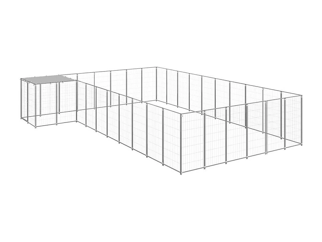 Chenil extérieur cage enclos argenté 440 x 550 x 110 cm 02_0000248