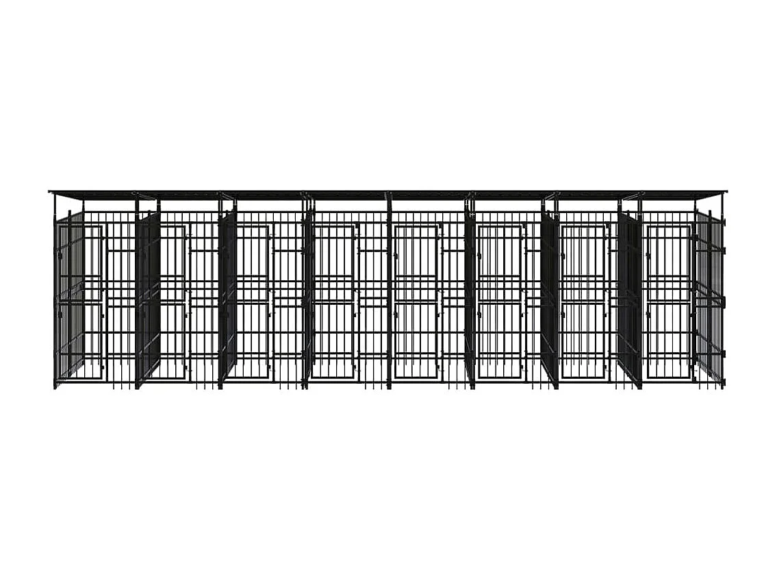 Cuccia gabbia per animali da esterno pac con tetto per cani in acciaio 14,75 m² nero 02_0041741