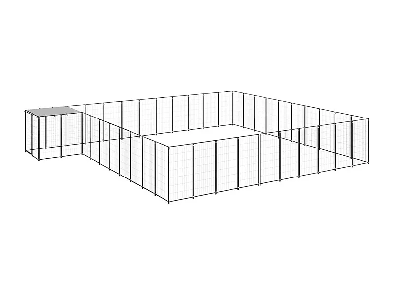 Chenil extérieur cage enclos noire 660 x 550 x 110 cm 02_0000523