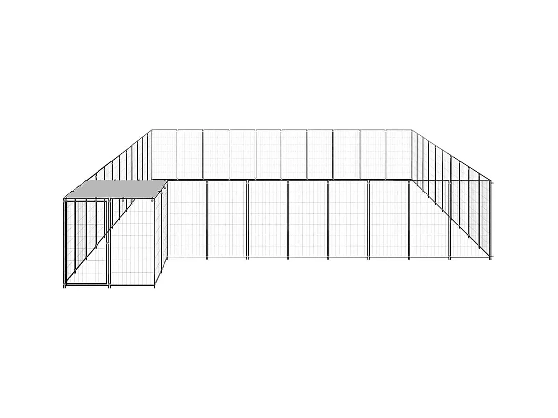 Chenil extérieur cage enclos noire 660 x 550 x 110 cm 02_0000523
