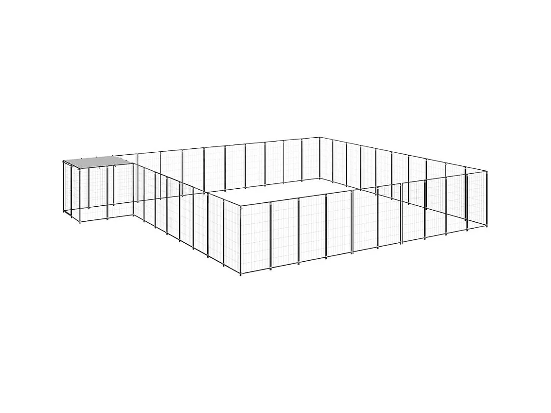 Caseta exterior para jaula, parque para animales y perros, 31,46 m², acero negro 02_0000523