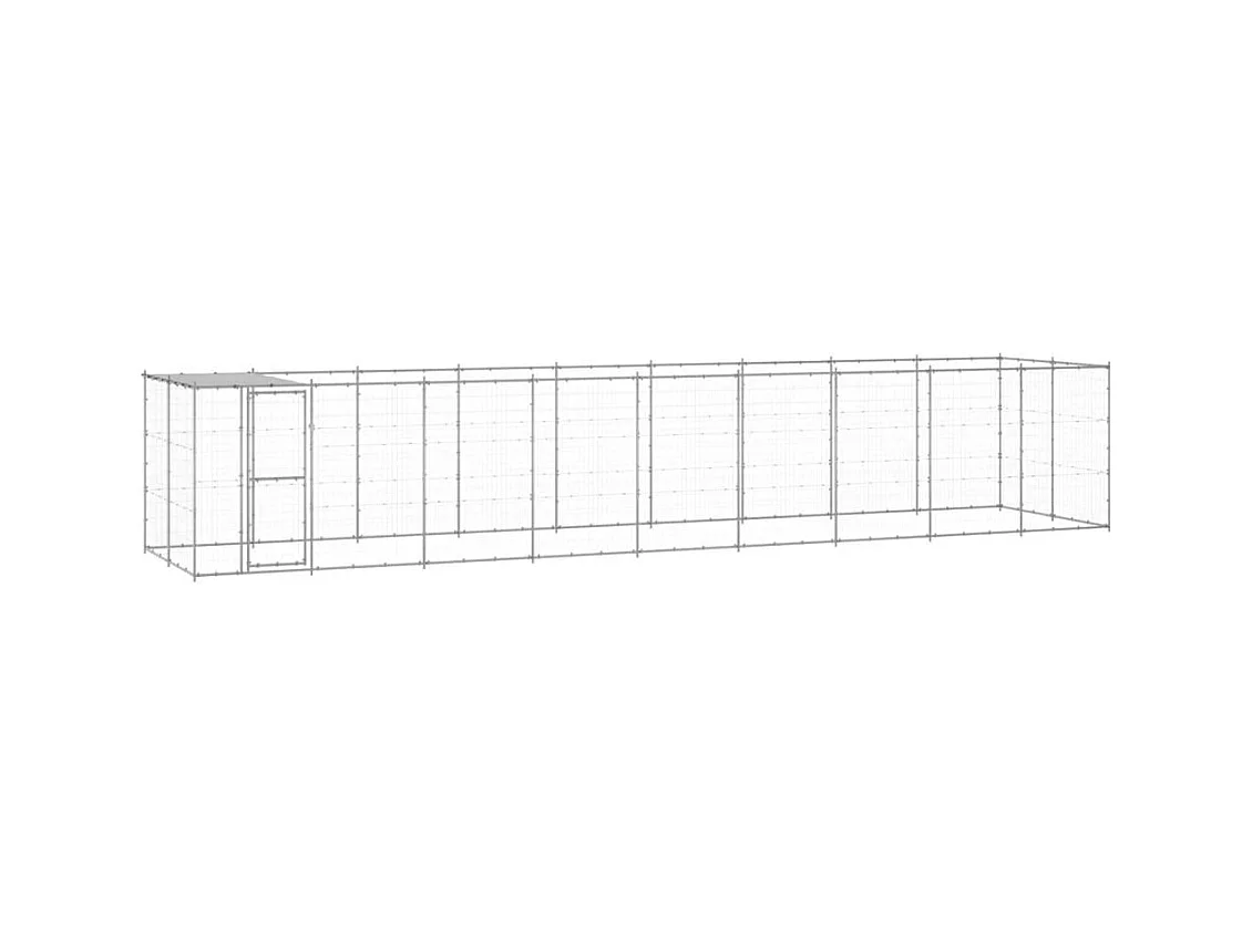 Jaula para caseta de exterior, parque para animales, perro de exterior de acero galvanizado con techo 21,78 m² 02_0000439