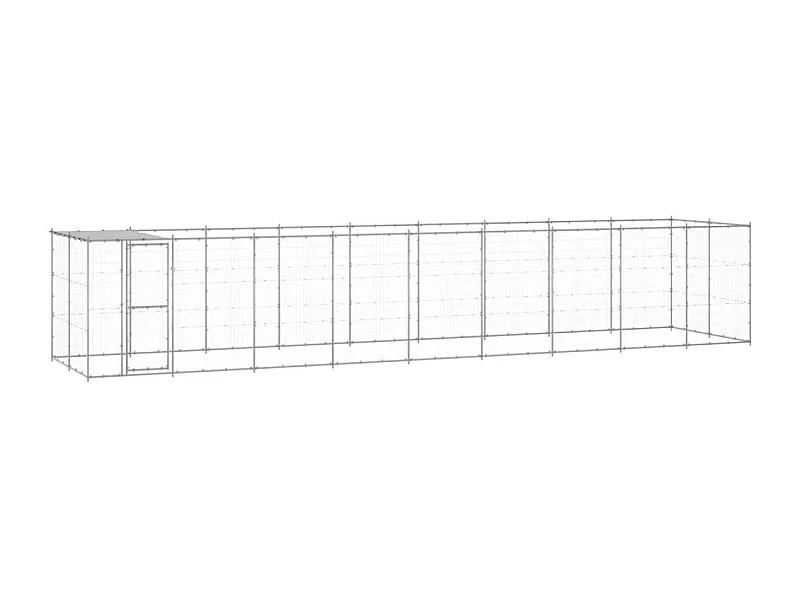 Cuccia da esterno gabbia recinto per animali box per cani da esterno in acciaio zincato con tetto 21,78 m² 02_0000439