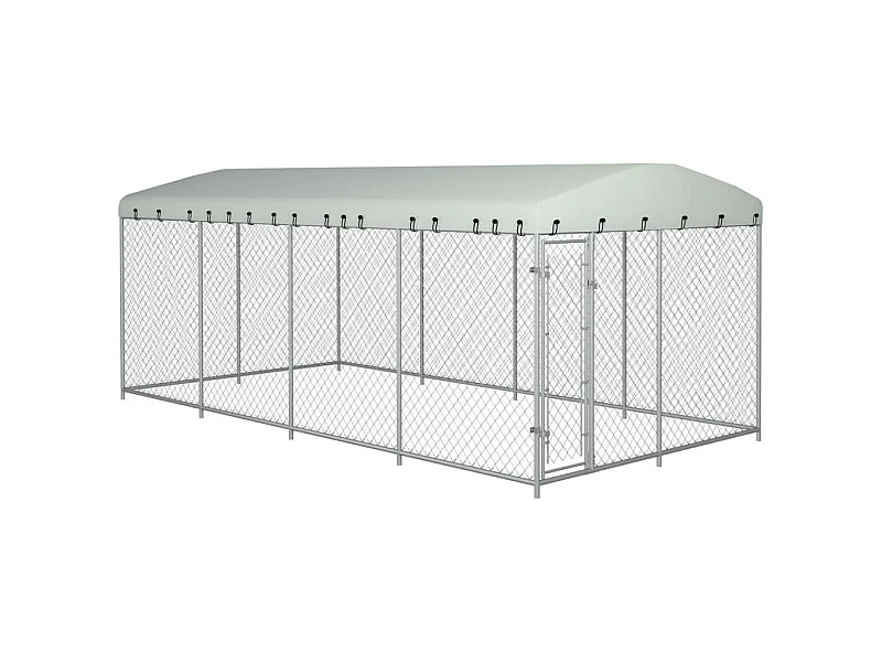 Jaula tipo caseta para exteriores, parque infantil para perros con techo para perros, 8 x 4 x 2 m 02_0000458