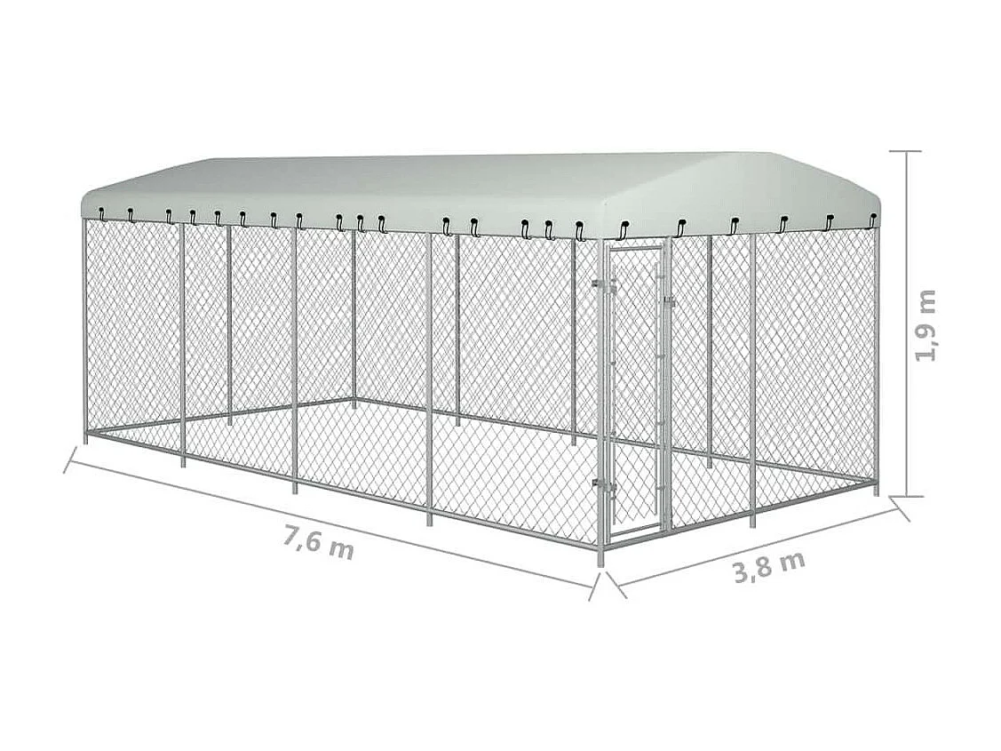 Box per cani da esterno con gabbia per cani da esterno con tetto per cani 8 x 4 x 2 m 02_0000458