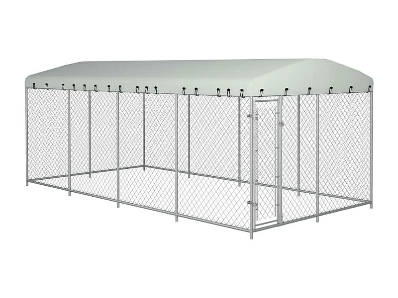 Box per cani da esterno con gabbia per cani da esterno con tetto per cani 8 x 4 x 2 m 02_0000458