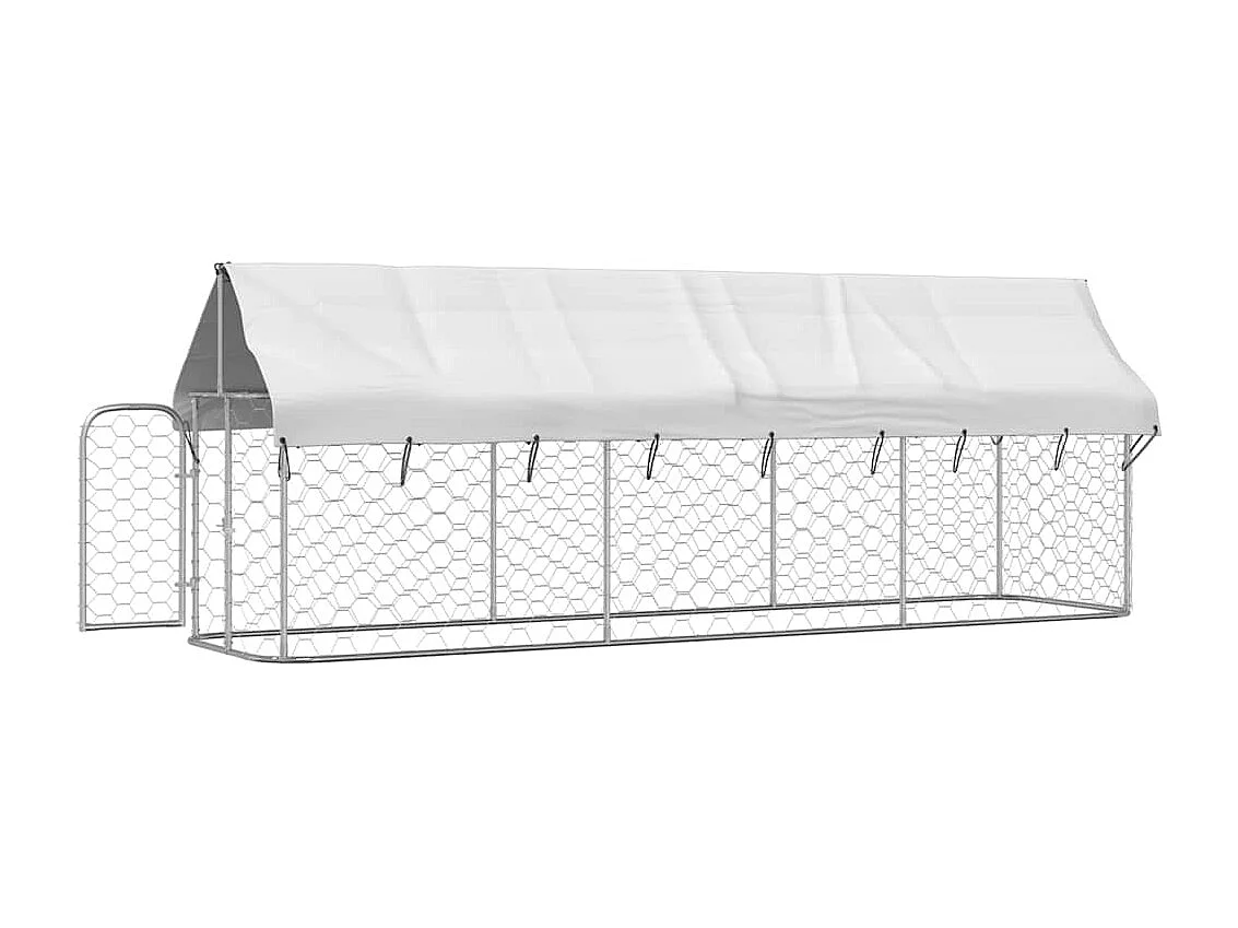 Gaiola para canil exterior animal pac com telhado 400 x 100 x 150 cm Prata 02_0041909