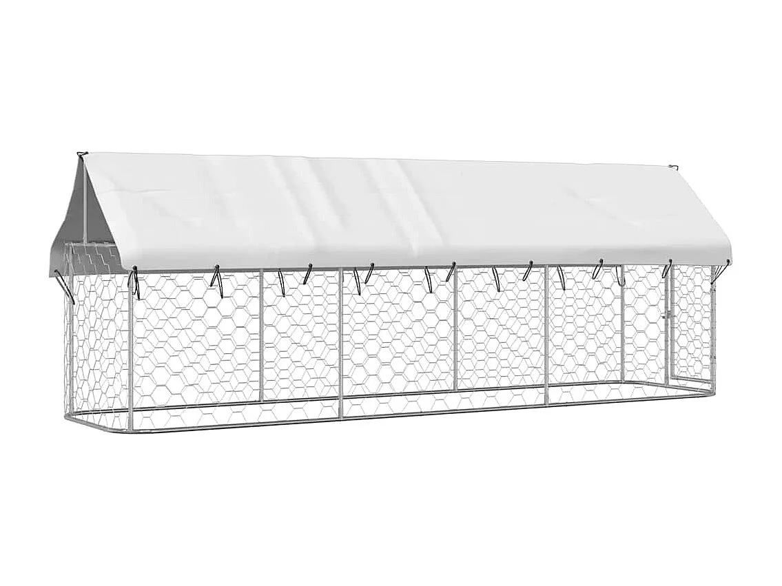 Gaiola para canil exterior animal pac com telhado 400 x 100 x 150 cm Prata 02_0041909