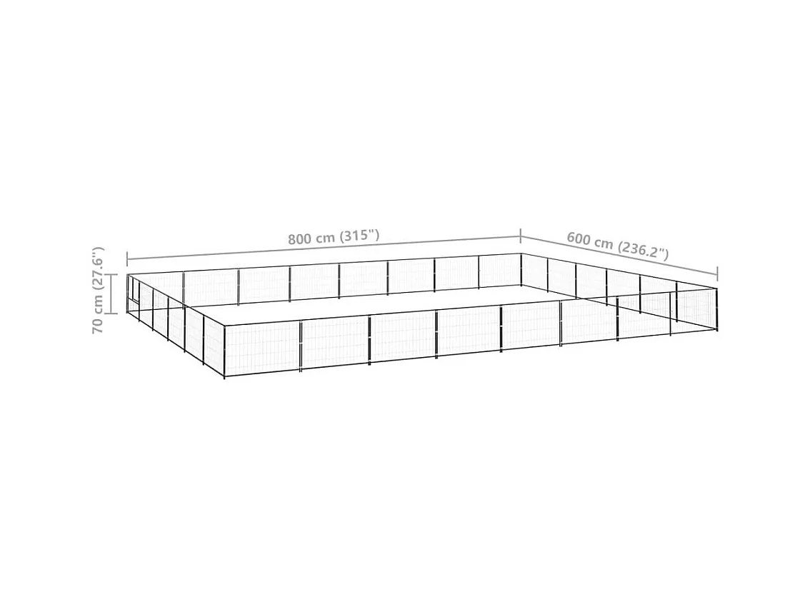 Chenil extérieur cage enclos noire 800 x 600 x 70 cm 02_0000538
