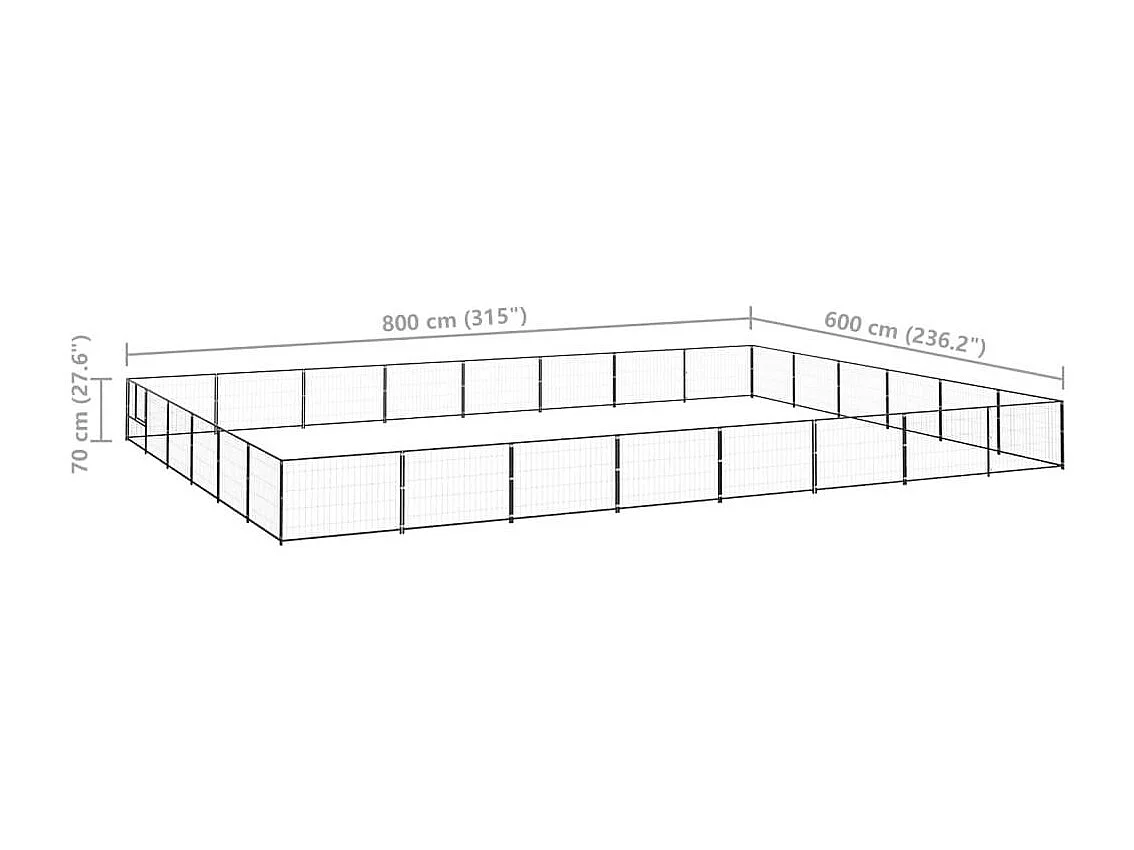 Gaiola para canil externo parque animal cachorro preto 48 m² aço 02_0000538