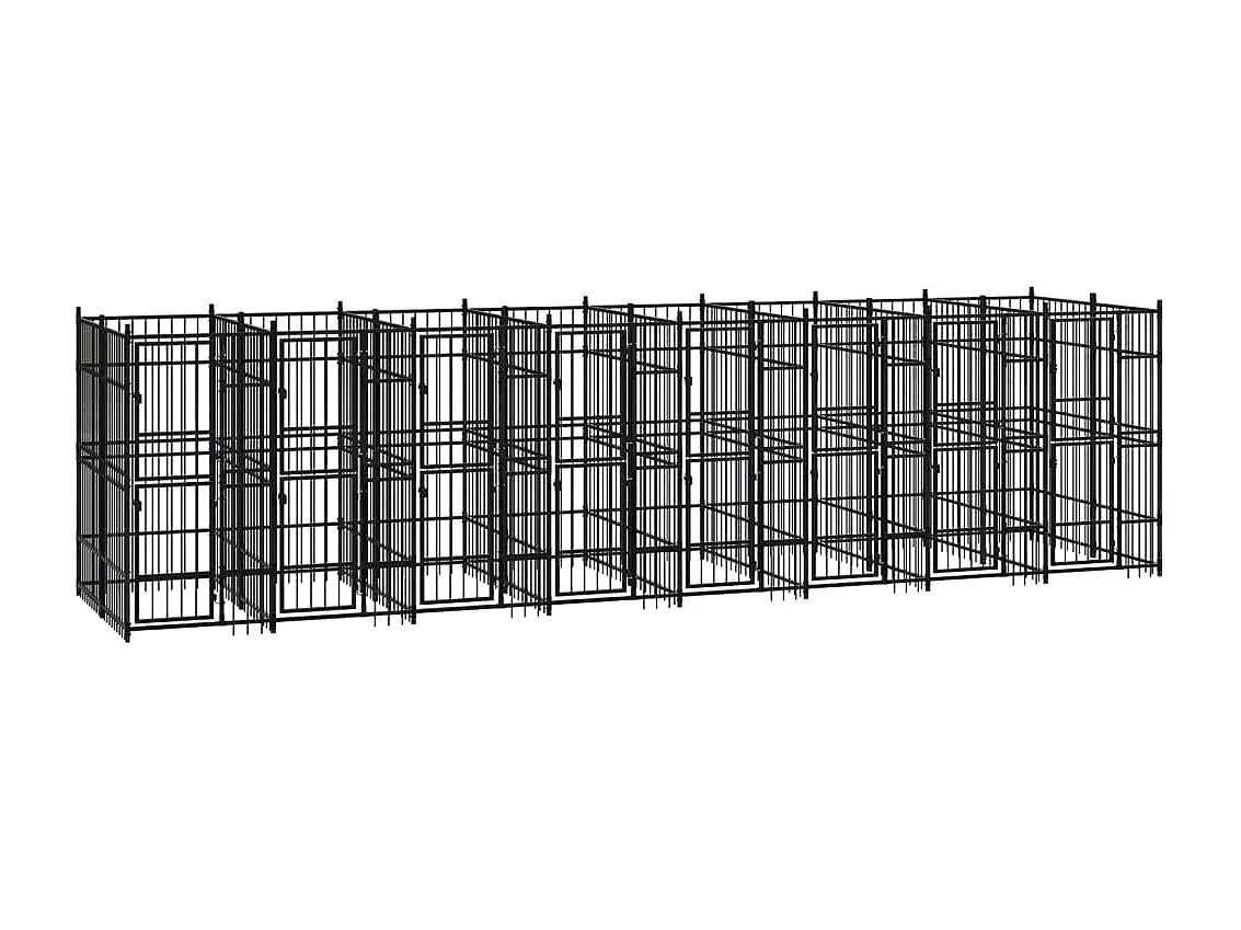 Cuccia gabbia per animali da esterno pac per cani in acciaio 14,75 m² nero 02_0041792