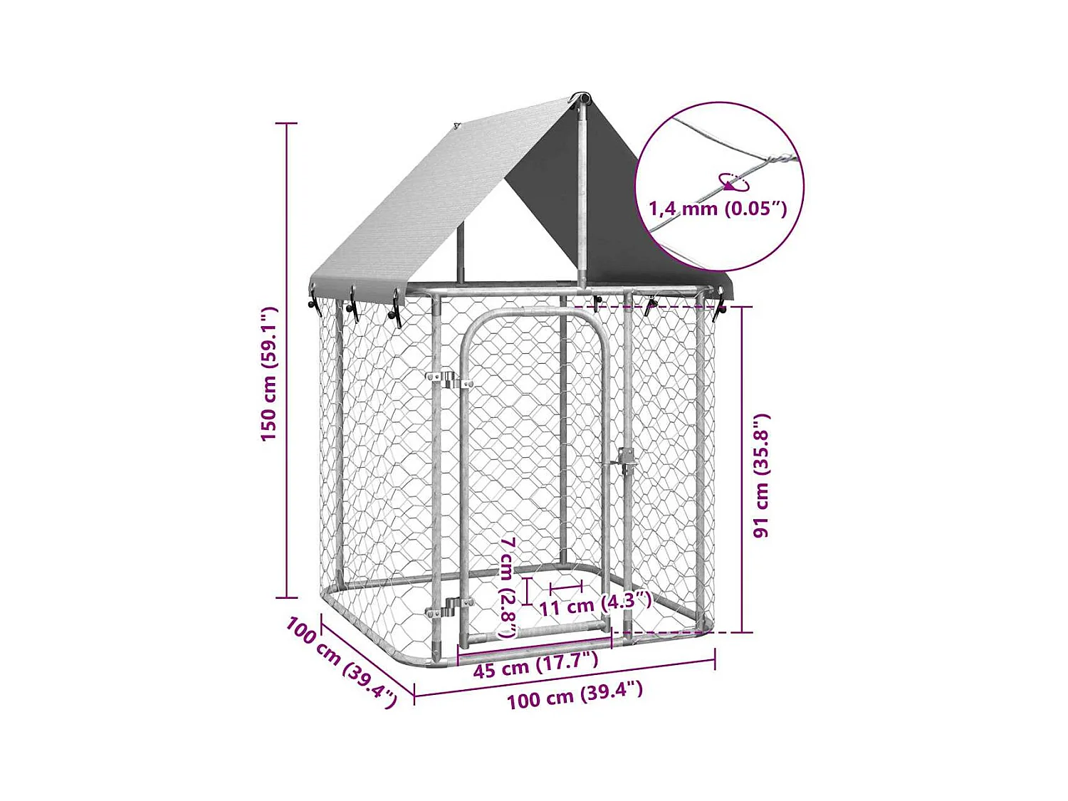 Chenil cage enclos pac 100 x 100 x 150 cm 02_0041904