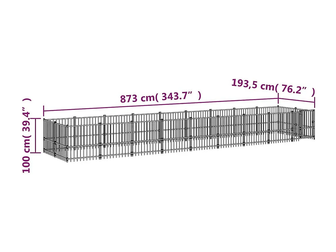 Chenil cage enclos pac noire 873 x 193.5 x 100 cm 02_0041802