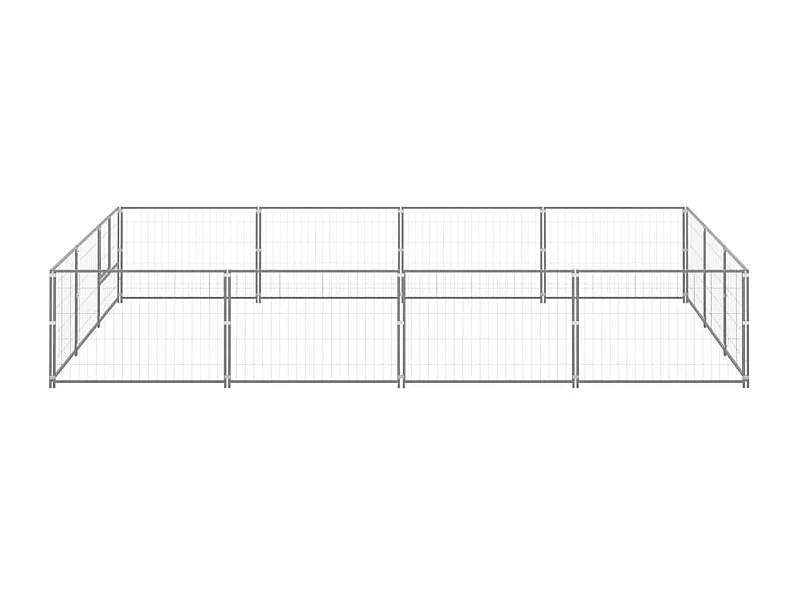 Gaiola para canil externo para animais de estimação parque para cães prata 12 m² aço 02_0000236