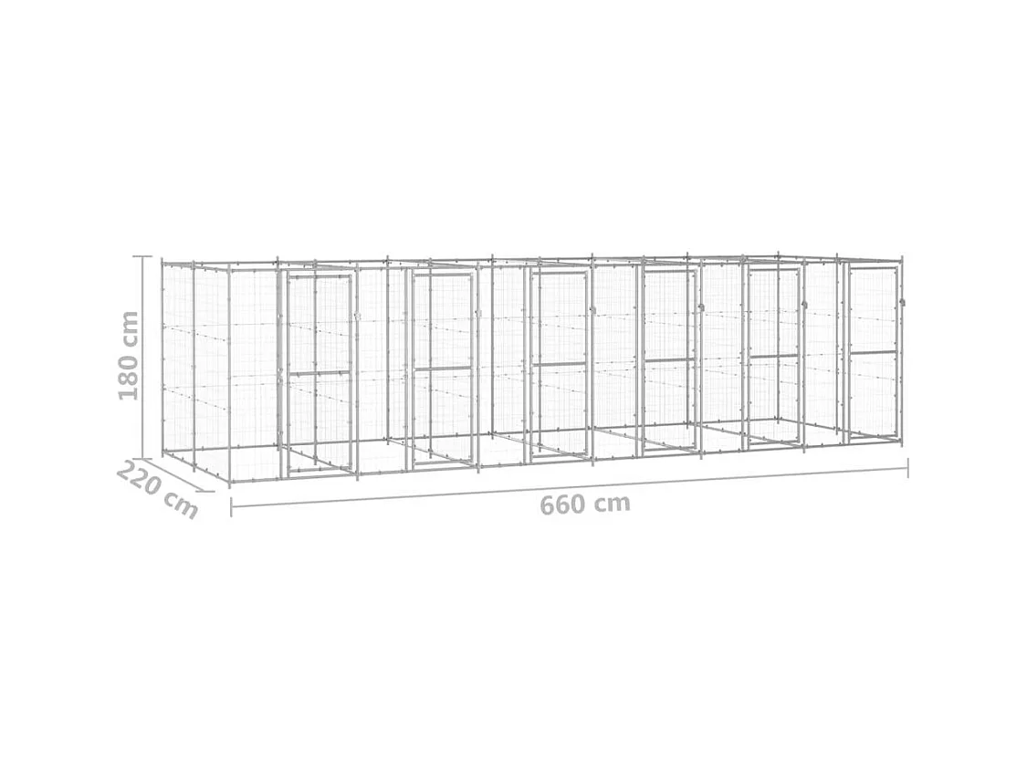 Gaiola para canil externo cercadinho para animais exterior para cães aço galvanizado 14,52 m² 02_0000407