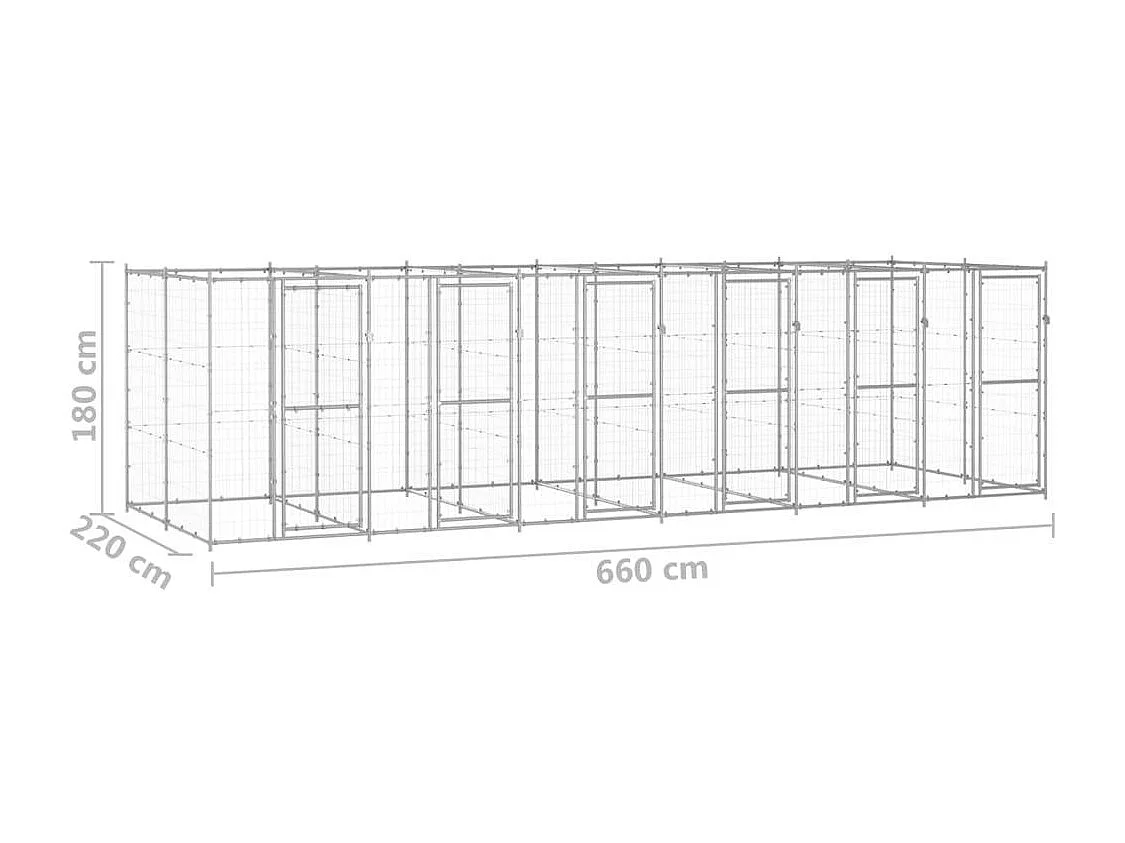Recinto per animali da esterno per cani in acciaio zincato 14,52 m² 02_0000407