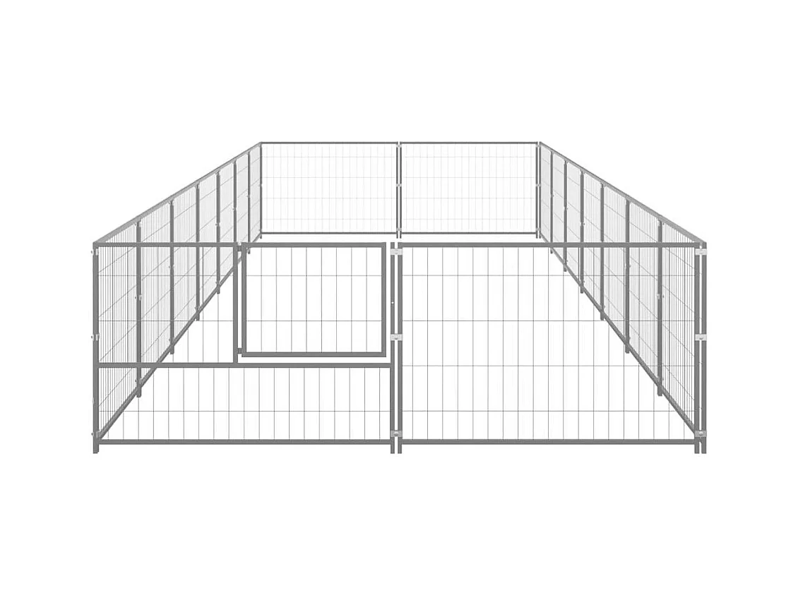 Chenil extérieur cage enclos argenté 700 x 200 x 70 cm 02_0000239