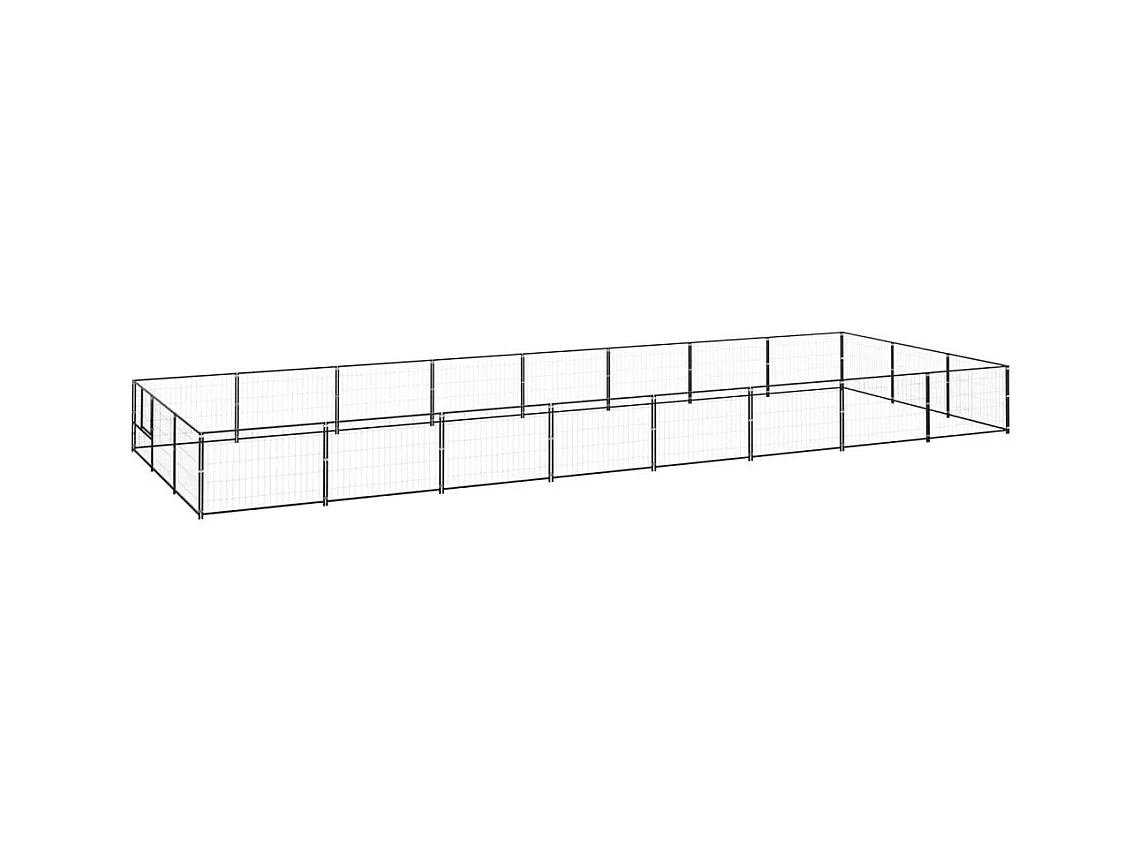 Cuccia da esterno gabbia recinto parco animali cane nero 24 m² acciaio 02_0000511