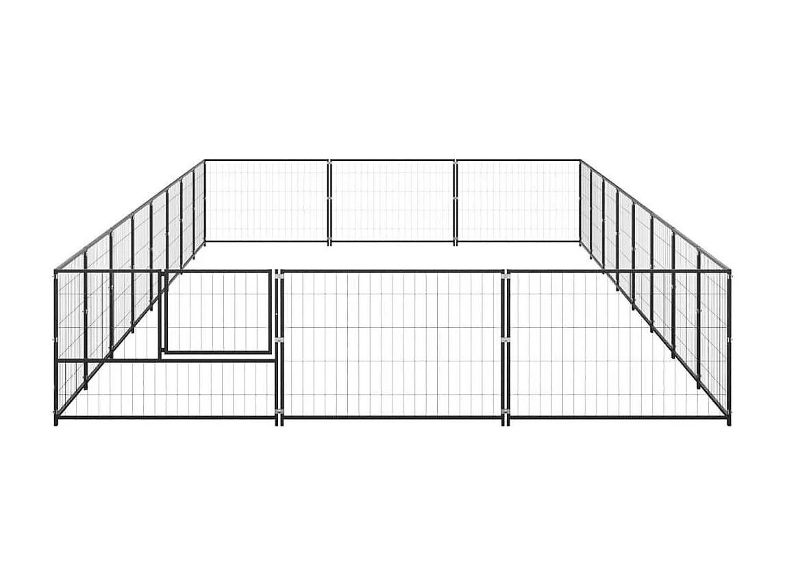 Cuccia da esterno gabbia recinto parco animali cane nero 24 m² acciaio 02_0000511