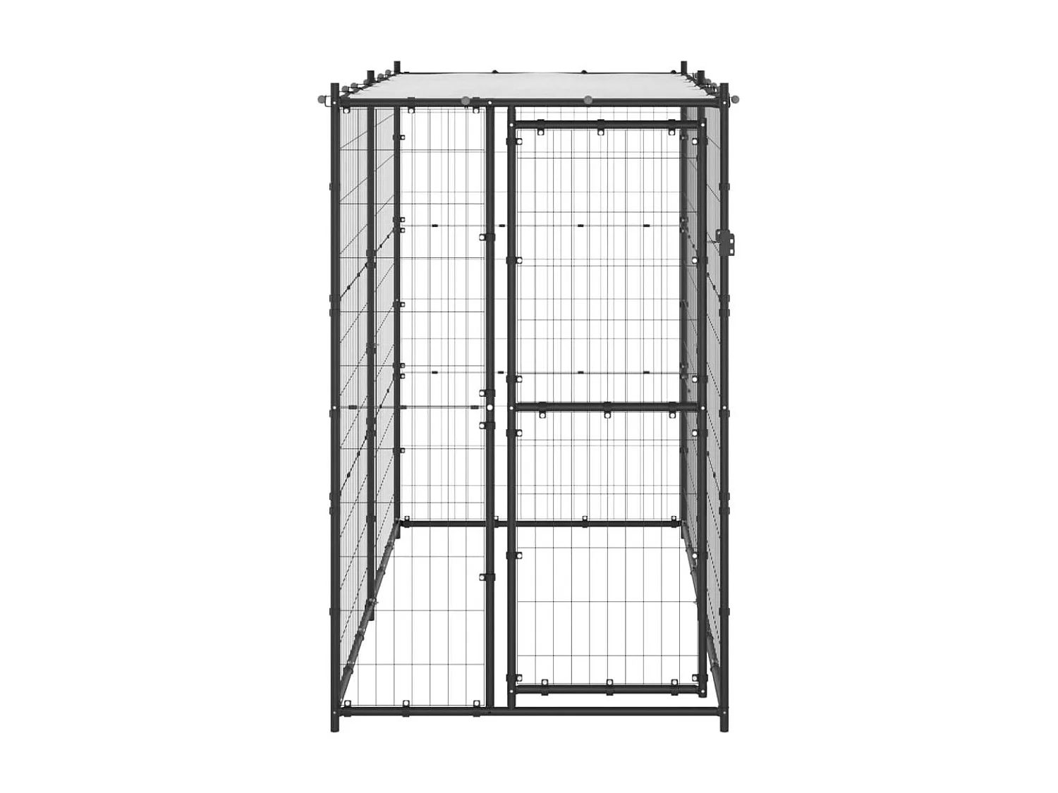 Jaula para caseta de exterior, parque para animales, parque para perros de exterior, acero con techo, 110 x 220 x 180 cm 02_0000377