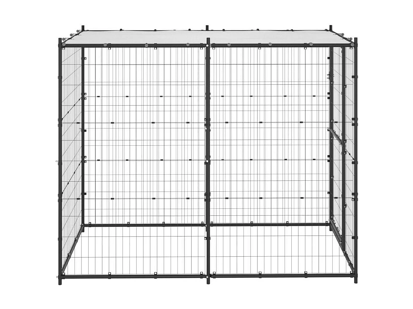 Jaula para caseta de exterior, parque para animales, parque para perros de exterior, acero con techo, 110 x 220 x 180 cm 02_0000377