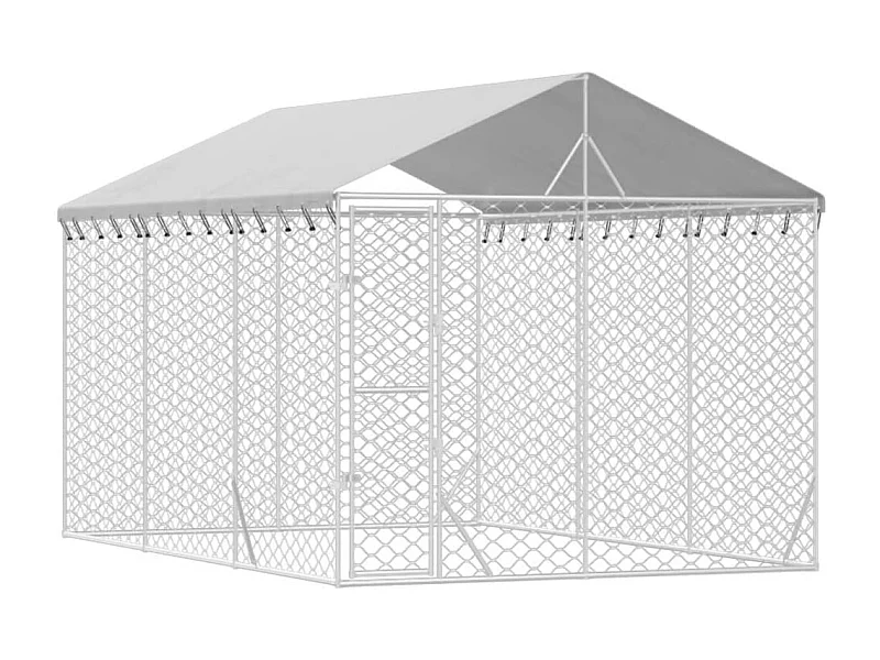 Gaiola para canil outdoor animal pac para cães com teto prateado 3 x 4,5 x 2,5 m Prata 02_0041900