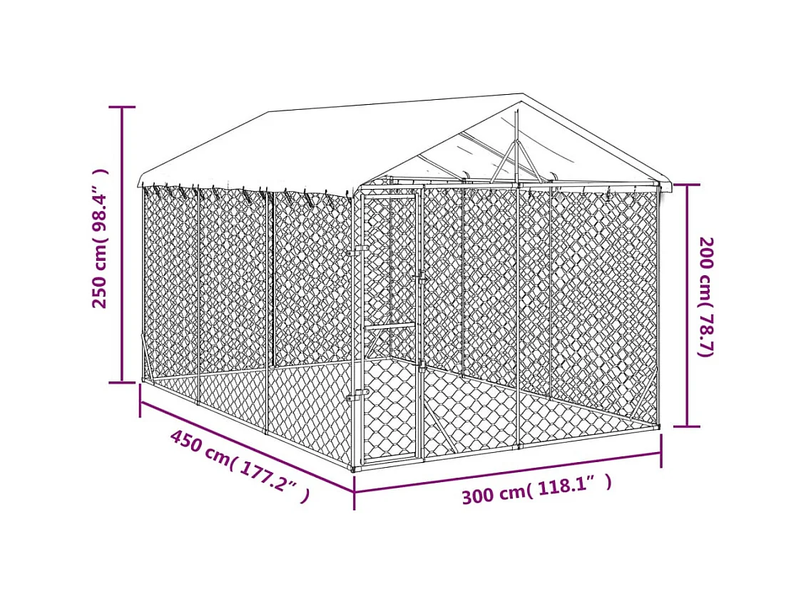 Chenil cage enclos pac argenté 3 x 4.5 x 45414 cm 02_0041900