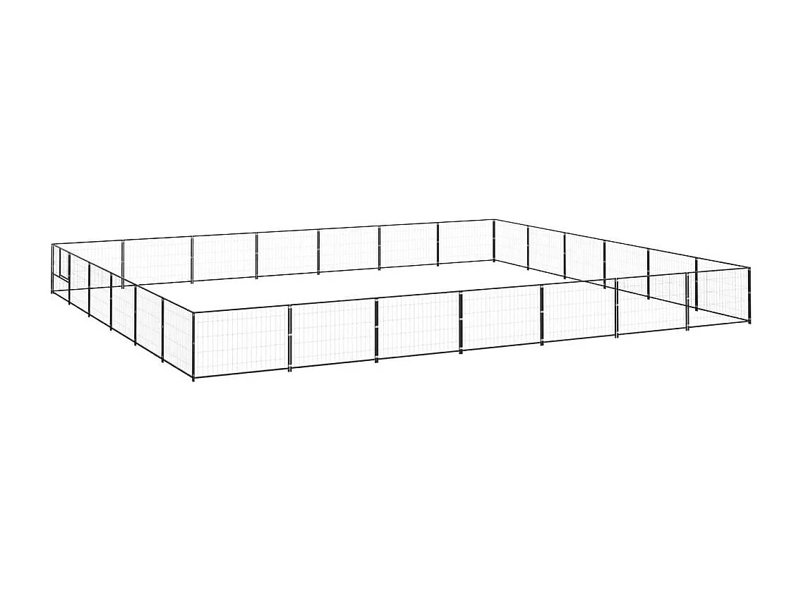 Cuccia da esterno gabbia recinto parco animali cane nero 42 m² acciaio 02_0000536