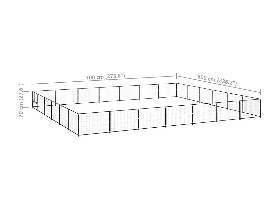 Cuccia da esterno gabbia recinto parco animali cane nero 42 m² acciaio 02_0000536