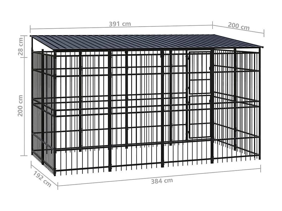 Chenil cage enclos pac noire 384 x 192 x 200 cm 02_0041766
