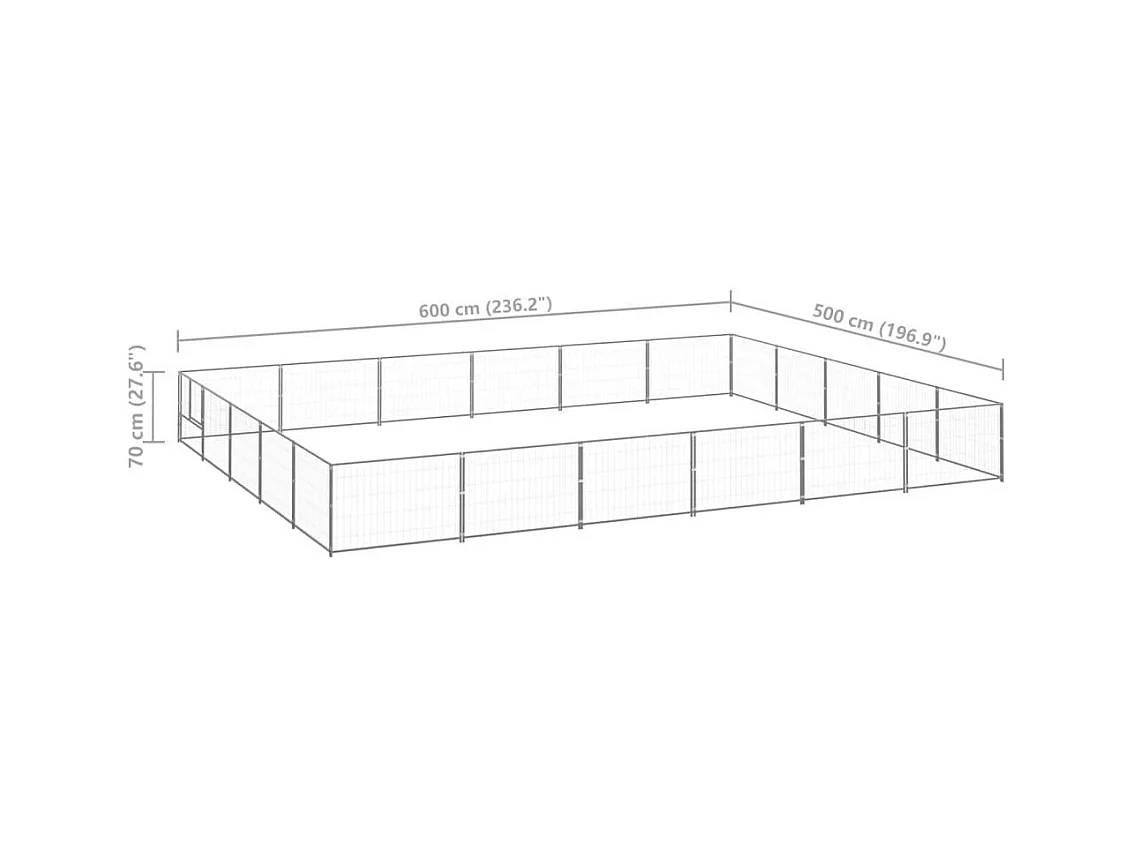 Chenil extérieur cage enclos argenté 600 x 500 x 70 cm 02_0000266