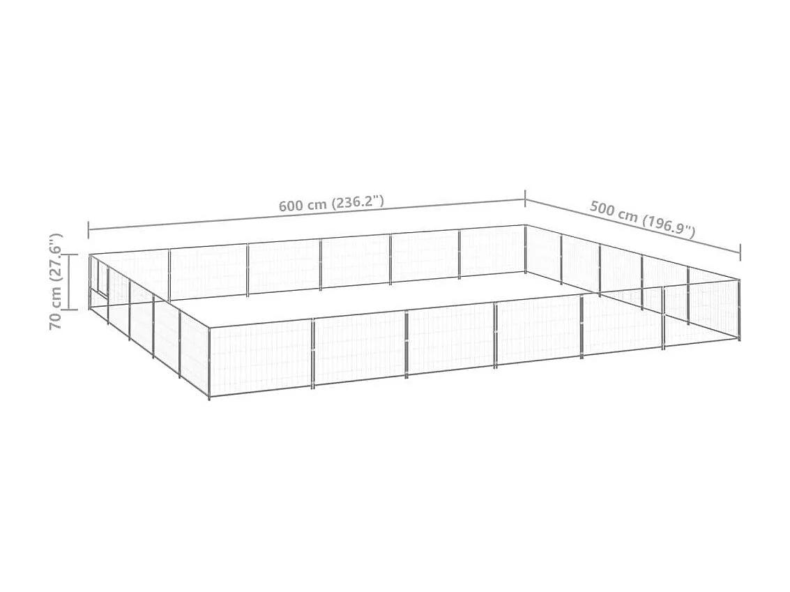 Cuccia da esterno gabbia per cani parco animali argento 30 m² acciaio 02_0000266