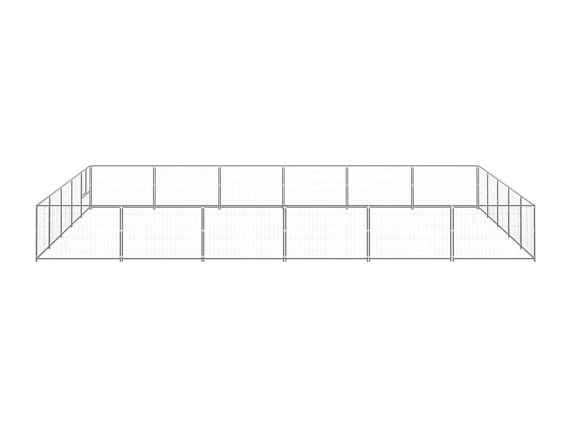 Cuccia da esterno gabbia per cani parco animali argento 30 m² acciaio 02_0000266