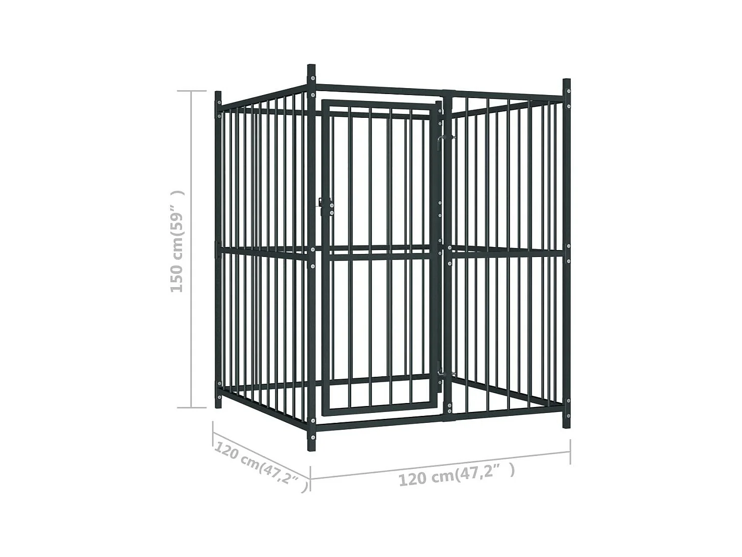 Box per cani da esterno con gabbia per cani da esterno con tetto per cani 120 x 120 x 150 cm 02_0000451