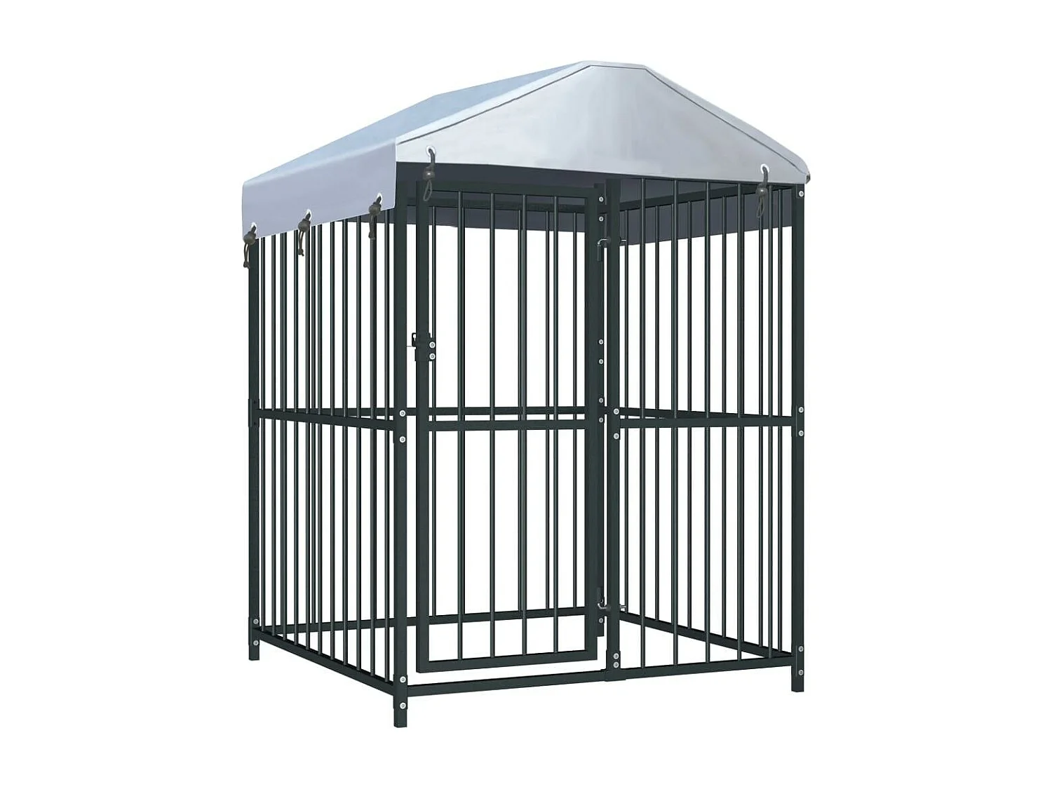 Jaula para caseta de exterior, parque para mascotas con techo para perros, 120 x 120 x 150 cm 02_0000451