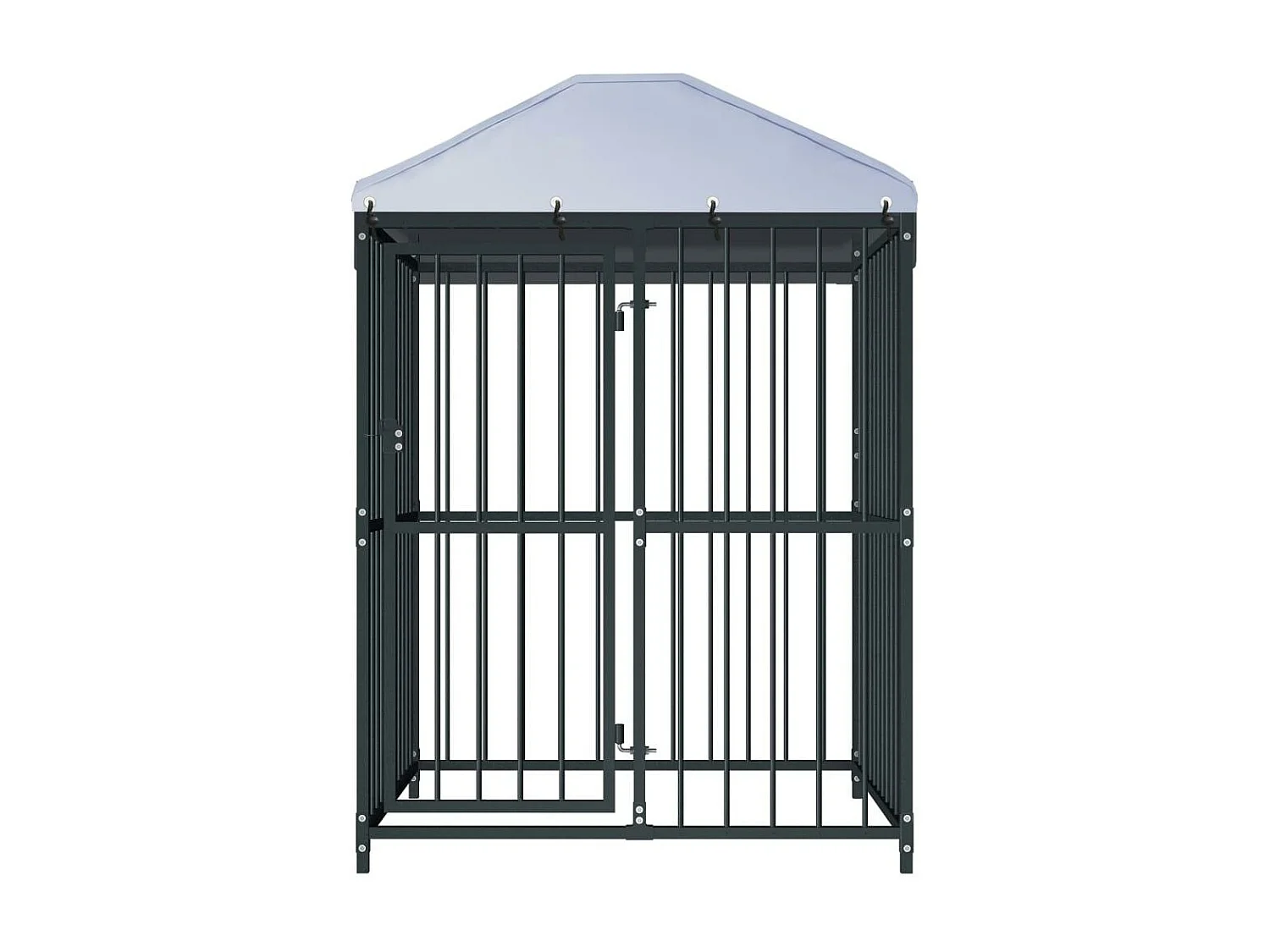 Jaula para caseta de exterior, parque para mascotas con techo para perros, 120 x 120 x 150 cm 02_0000451